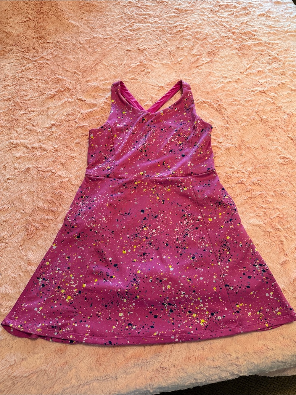 all in motion Pink Paint-Splash Skater Dress